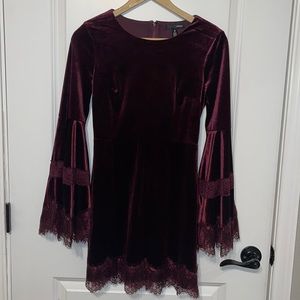 Aqua Full Velvet Burgundy Dress Size 0